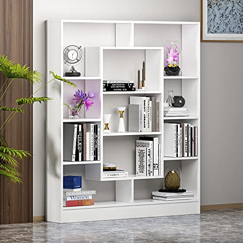 Homidea Venus Bücherregal - Standregal - Büroregal - Raumtieler für Wohnzimmer/Büro in modernem Design (Weiß/Weiß) von Homidea