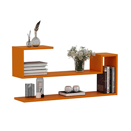 Homidea Wave Wandregal - Bücherregal - Dekoregal für Wohnzimmer in modernem Design (Orange) von Homidea