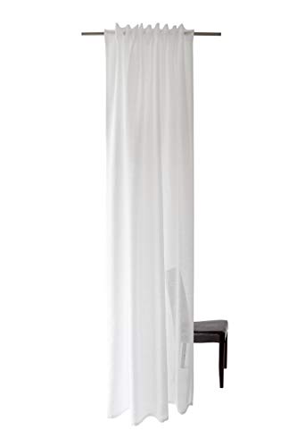 Homing transparenter Vorhang Uni Gardine Weiß einfarbig | Wohnzimmer Schlafzimmer Küche Kinderzimmer | Dekostoff (1Stück) 245 x 140 cm(HxB) von Homing
