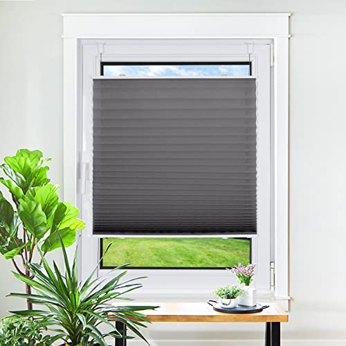 Plissee ohne Bohren Klemmfix Rollo 45x120cm(BxH) Anthrazit Jalousie Plisseerollo Crushed Optik Easyfix Faltrollo für Fenster Tür Lichtdurchlässig und Blickdicht Sicht-und Sonnenschutz von Homland