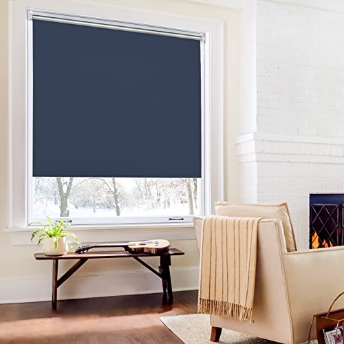 Verdunkelungsrollo Rollo ohne Bohren Verdunkelung 80x130cm(BxH) Dunkelblau Lichtundurchlässig Thermo-Rollo Verdunklungsrollo Klemmfix Rollos für Fenster und Tür Sicht-und Sonnenschutz von Homland