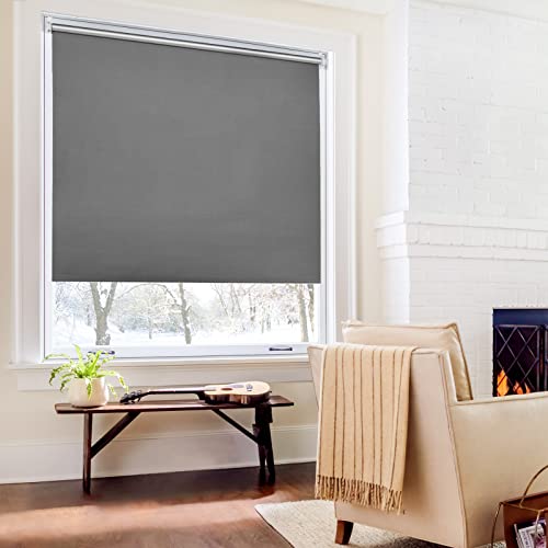 Verdunkelungsrollo Thermo Rollos Klemmfix ohne Bohren Dunkelgrau 60x120cm(BxH) Verdunklungsrollo Lichtundurchlässig Fensterrollo Sicht-und Sonnenschutz Wand-und Deckenmontag Rollo für Fenster und Tür von Homland