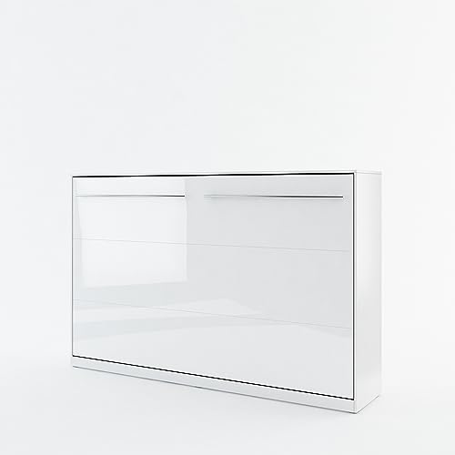 Lenart Schrankbett - Wandbett Concept Pro CP05 120x200 cm - Schrankklappbett Horizontal - Schrank mit integriertem Klappbett - Funktionsbett (Weiß Glänzend) von Homlando