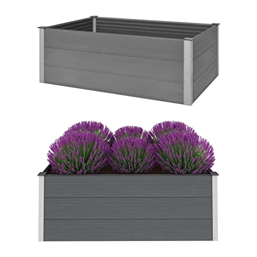 Hommdiy Garten-Hochbeet WPC Pflanzkübel Pflanzkasten Blumenkasten 150x100x54 cm Grau von Hommdiy