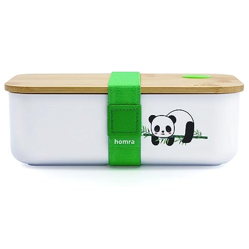 Homra Lunchbox Kids - Brotdose mit Bambusdeckel - 2 Fächer Bento Box - Lunch To Go - FSC Bambus - Langlebiger Kunststoff - BPA frei - Back to School von Homra