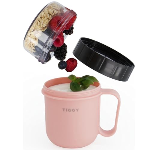 Homra TIGGY Joghurtbecher To Go 750ml Rosa - Müslibecher To Go – Kaffee To Go - Lunchbox Erwachsene - Strapazierfähiger Kunststoff - BPA-frei - Mikrowellen-, gefrier- und spülmaschinenfest von Homra