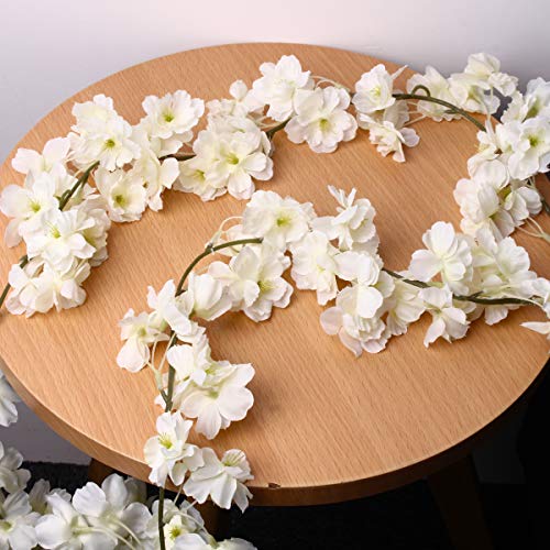 HonFitat Bluelover Künstliche Seide, Kirschblüten, hängend, Weingirlande, Dekoration für Hochzeiten – Weiß von Honfitat