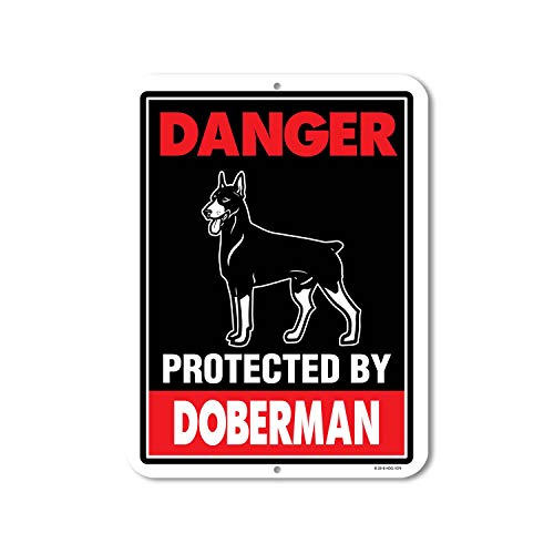 Honey Dew Gifts, Danger Protected Doberman, Beware of Dog, Metallschild, Aluminium, 22,9 x 30,5 cm von Honey Dew Gifts