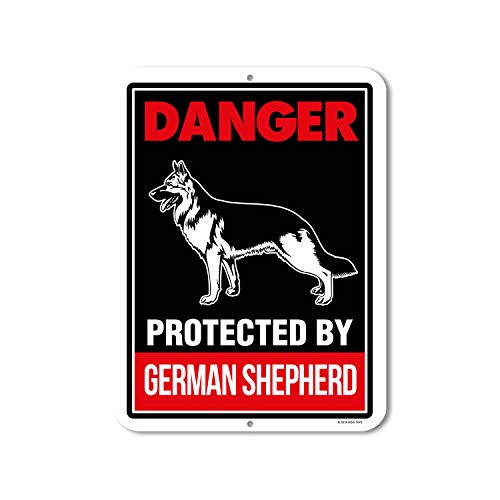 Honey Dew Gifts, Danger Protected German Shepherd, Beware of Dog, Metallschild, Aluminium, 22,9 x 30,5 cm von Honey Dew Gifts