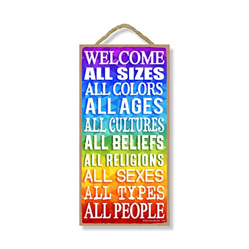 Welcome All People – 12,7 x 25,4 cm Hängeschilder, Wandkunst, dekoratives Holzschild, Hausdekoration von Honey Dew Gifts