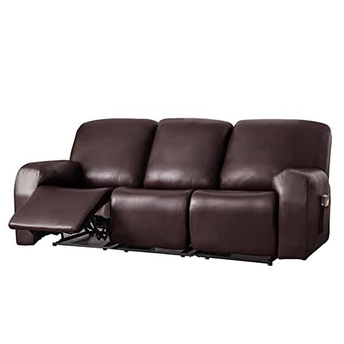 Honeyhouse Dicke Samt Sofabezüge 3-Sitzer,Super Stretch rutschfeste Couchbezug 8-Teiliges Set, Elastische Möbel Protector Plüsch Sofa Schonbezüge mit Armlehne von Honeyhouse