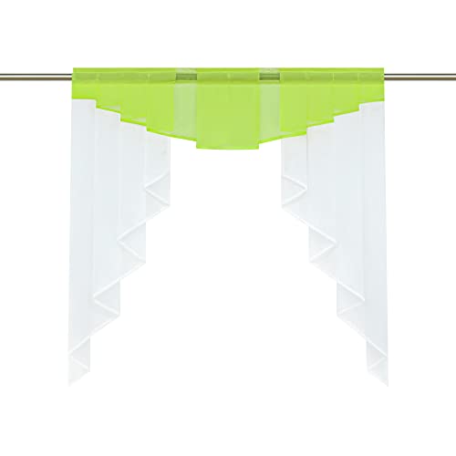 HongYa transparenter Voile Scheibengardine Tunnelzug Kurzstore Küche Kleinfenster Gardine H/B 145/120 cm Grün von HongYa