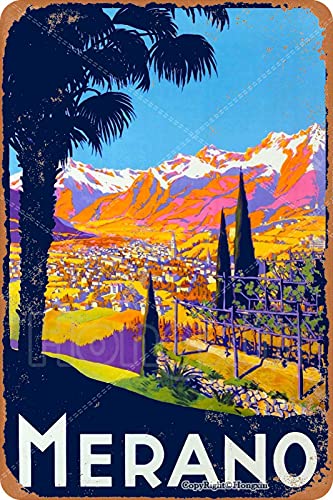 Merano In The Tirol Blechschild Dekoschild Retro Poster Metall Plakat Vintage Türschilder Deko Schild Blech Kunst Schilder Hof Bar Cafe Geschenk 20X30cm von Hongxin