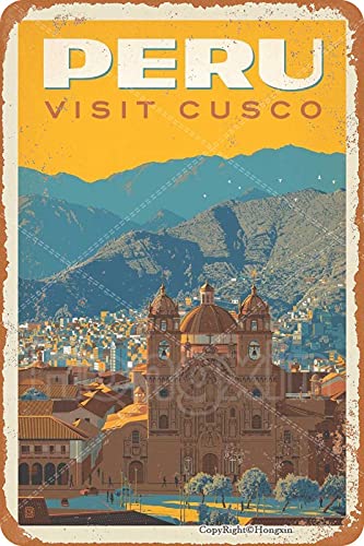 Peru Visit Cuaco Blechschild Dekoschild Retro Poster Metall Plakat Vintage Türschilder Deko Schild Blech Kunst Schilder Hof Bar Cafe Geschenk 20X30cm von Hongxin