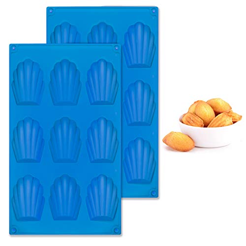 2 Stück Silikon Madeleines Backform Für Schokolade, SüßIgkeiten, Kekse, Eiswürfel (9 Hohlräume, Blau) von Honnesserry