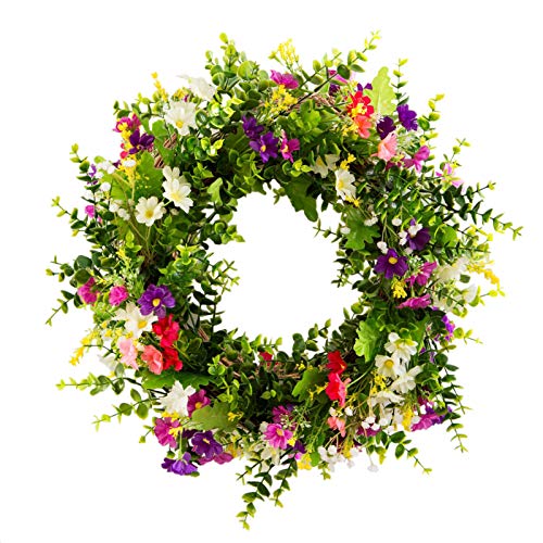 HooAMI 45cm Künstliche Türkranz Deko Kranz Dekorative Blumenkranz Wandkranz Für Frühling Sommer Alle Jahreszeiten Wanddekoration Hochzeitsfeier Festival Dekor von HooAMI