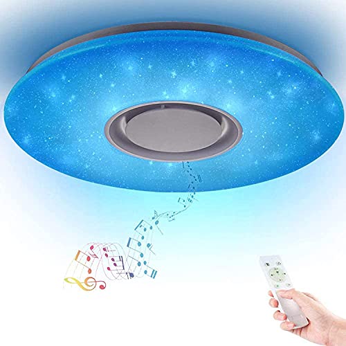 Horevo LED Deckenleuchte Farbwechsel 36W Ø50cm Groß Deckenlampe Sternenhimmel mit Fernbedienung Bluetooth Lautsprecher Dimmbar Sternenhimmel Musik Lampe für Kinderzimmer Schlafzimmer Kinder Geschenk von Horevo