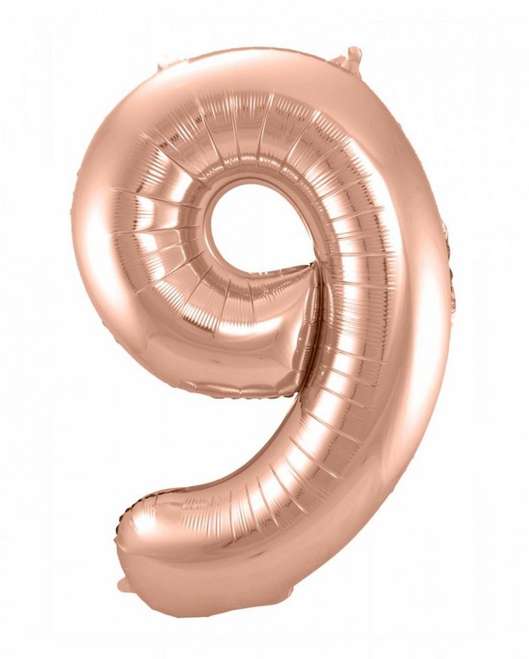 Horror-Shop Folienballon Folienballon Zahl 9 Rose Gold als Geburtstagsdekor von Horror-Shop