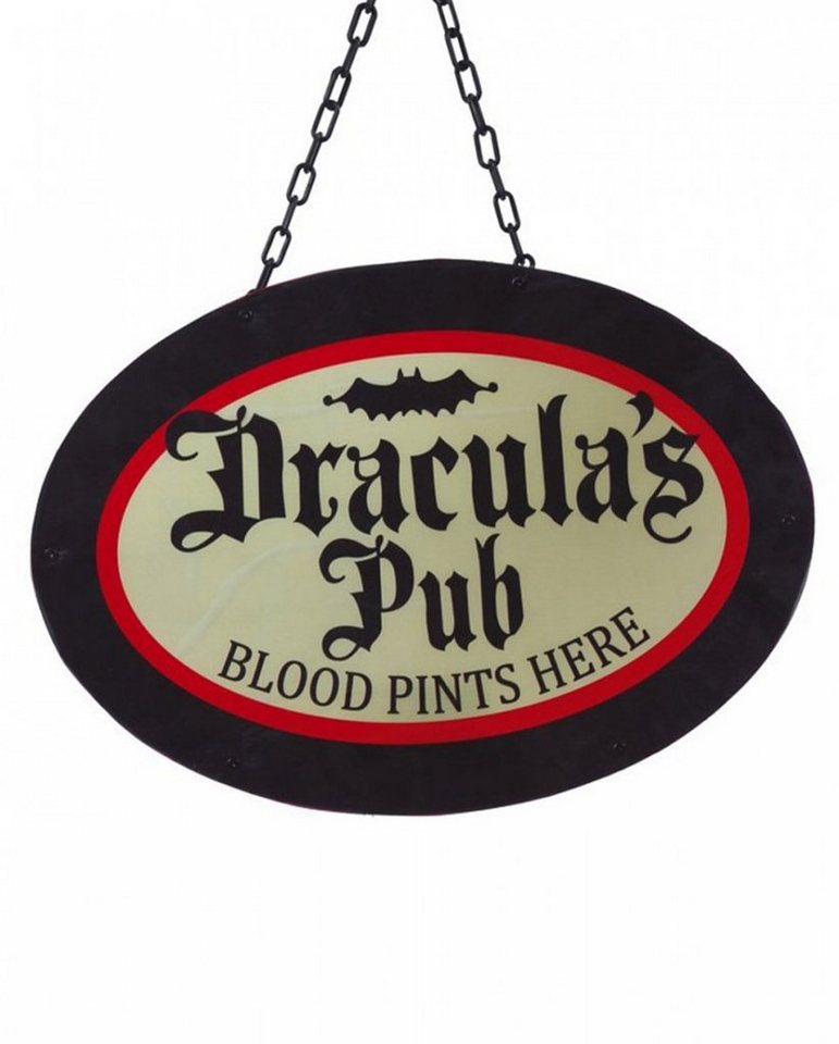 Horror-Shop Hängedekoration Draculas Pub Wirtshausschild mit LED Beleuchtung von Horror-Shop