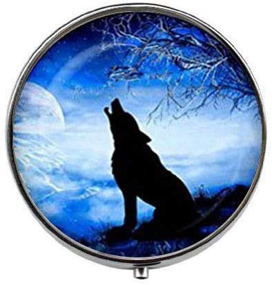 Blue Moon Wolf – Wolf Art Foto Pillendose – Charm Pillendose – Glas Candy Box von Hosheng