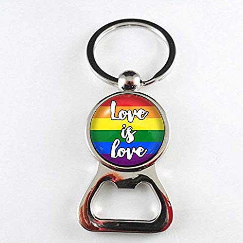 Love is Love Gay Pride Flaschenöffner Glaskuppel Flaschenöffner LGBT Geschenk Charm Schmuck von Hosheng