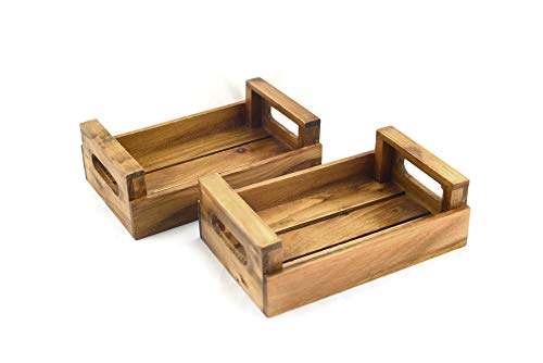 Hostelnovo - Set mit 2 Brotkästen aus natürlichem Holz, antik, für den Tisch, nachhaltig, in Spanien hergestellt, 20,5 x 13 x 6,5 cm, 2 Stück von Hostelnovo