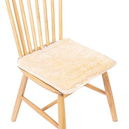 HotYou Kunstpelz Stuhlkissen - Sitzkissen für Gartenstuhl, Küche oder Esszimmerstuhl - Bequeme Indoor&Outdoor Stuhlauflage als Stuhl Kissen,Beige Weiß,40 * 40 cm von HotYou