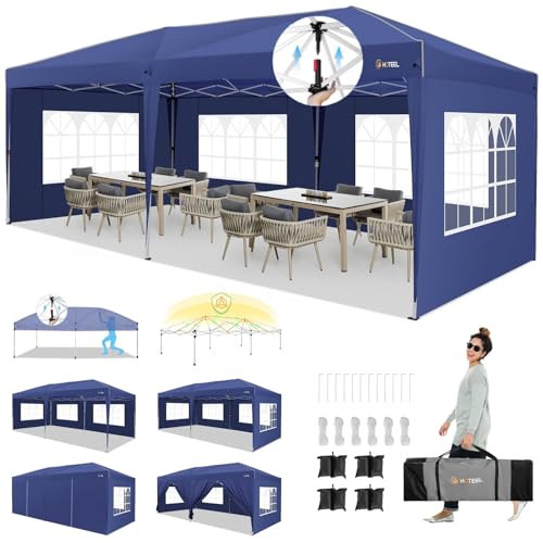 HOTEEL Pavillon 3x6 mit Seitenwnden, Faltpavillon 3x6 Wasserdicht Stabil Winterfest mit Tasche mit Rollen,4 Sandsäcke, Einfach Einzurichten Faltzelt für Outdoor-Party, Garten, Event,Navy Blau von Hoteel