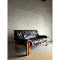 Graues Büffelleder Kiefernsofa | 2-Sitzer Vintage von HouseOfVintFurniture