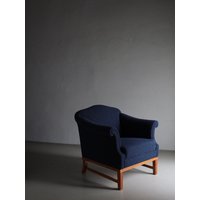 Marineblauer Lounge Sessel | Dedar Boucle Schweden Vintage von HouseOfVintFurniture