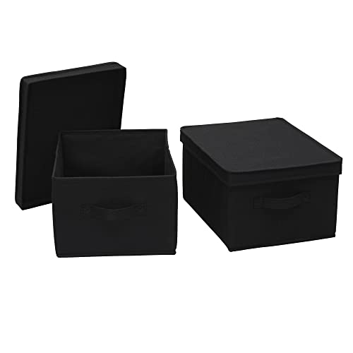 Household Essentials Große Aufbewahrungsbox aus Stoff, mit Deckelbox, Schwarz, 2 Stück von Household Essentials