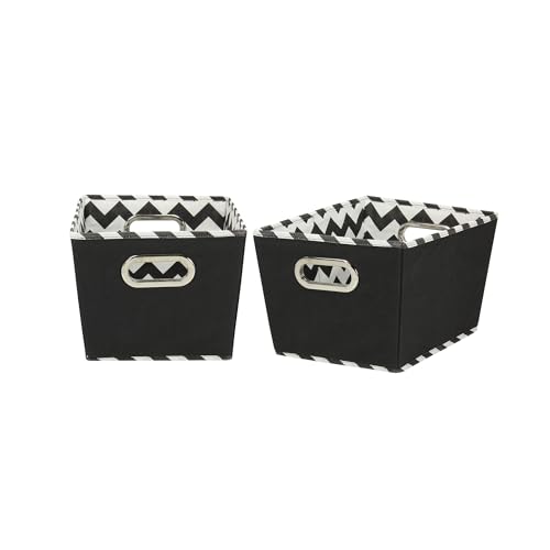 Household Essentials Kleine Tapered Dekorative Aufbewahrungsboxen, 2 Pack Set, Schwarz/Chevron von Household Essentials