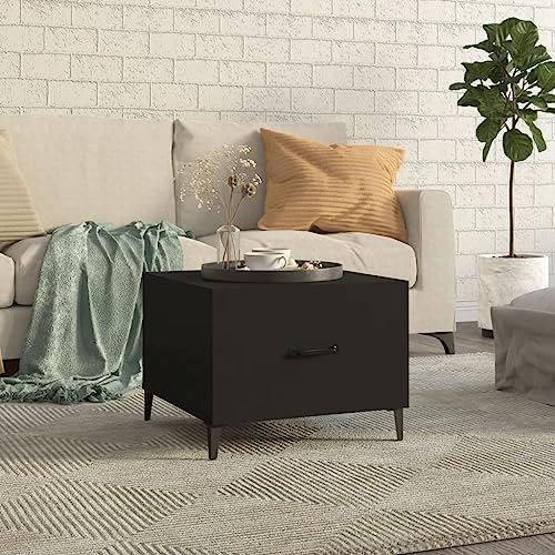 Hovothy Wohnzimmer Tisch Beistelltisch Sofa Couchtisch mit Metallbeinen Schwarz 50x50x40 cm Coffee Table Wohnzimmer Möbel Couchtisch Holz für Wohnzimmer Schlafzimmer Modernes Design von Hovothy