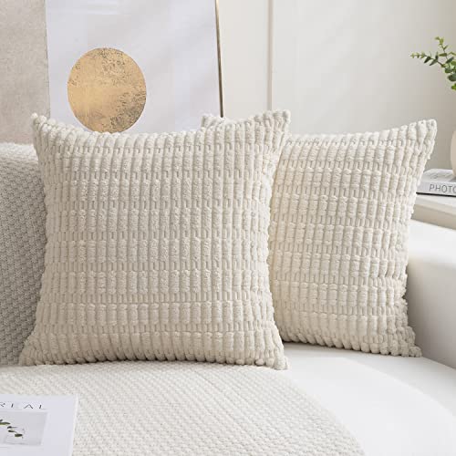 Hpocipo 2er Set 45x45 cm Kordsamt Kissenbezüge Moderne Kissenhüllen Dekorativ Zierkissenbezug Weicher Sofakissen Dekokissen für Wohnzimmer Sofa Schlafzimmer Boho Dekor Beige von Hpocipo