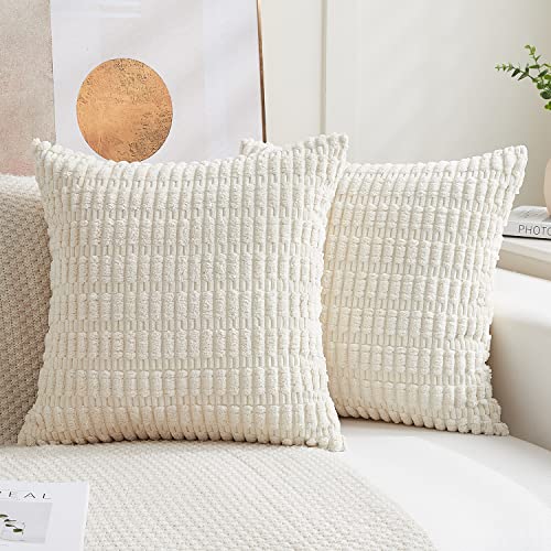 Hpocipo 2er Set 50x50 cm Kordsamt Kissenbezüge Moderne Kissenhüllen Dekorativ Zierkissenbezug Weicher Sofakissen Dekokissen für Wohnzimmer Sofa Schlafzimmer Boho Dekor Cremeweiß von Hpocipo