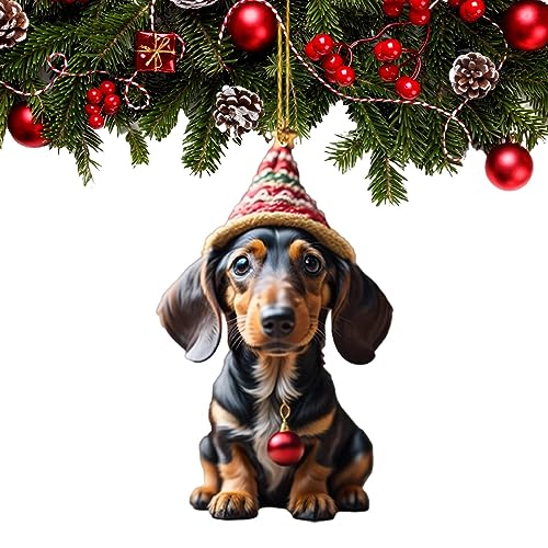 Dackel-Weihnachtsschmuck, Lustiger 2D-Dackel-Hundeanhänger, Lustiger Hund-Weihnachtsbaumschmuck, Hundeliebhaber-Geschenkidee, Weihnachtsdekoration, Weihnachtsbaumbehang von Huasean