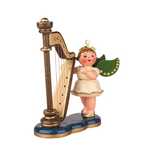 Hubrig Volkskunst Engel mit Harfe - 6,5cm / Weihnachtsengel - Original Erzgebirge Engel von Hubrig Volkskunst