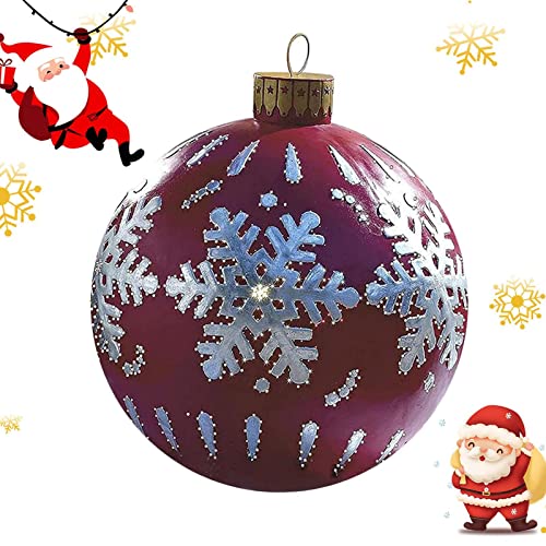 Aufblasbare Weihnachtskugel Aufblasbare Weihnachtskugel 60 cm / 23,6 Zoll Große wasserdichte aufblasbare PVC-Dekorationskugel Outdoor-Weihnachtsplaid-Schneeflocke-Dekorationen für Terrasse, Rasen von Hudhowks