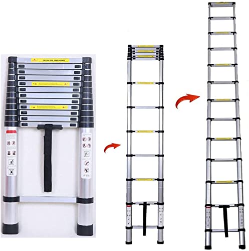 5m Aluminium Mehrzweckleiter Teleskopleiter Ausziehbar Leiter Klappleiter Anti-Rutsch Stufen Multifunktionsleiter Trittleiter 150KG Belastbarkeit von Huini