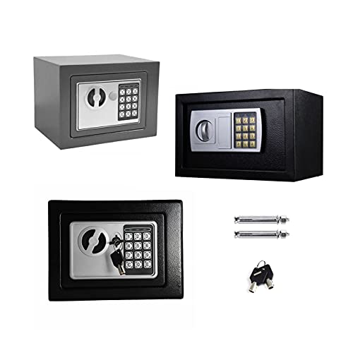 Tresor Elektronikschloss Mini Tresor Safe Tresor mit Zahlenschloss und Schlüssel Hochwertiger Stahl Möbeltresor 8.5L - Grau von Huini