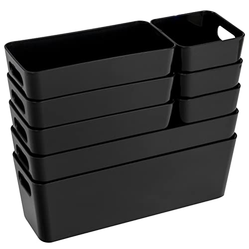 8 Teile Organizer Set - 10 cm hoch - schwarz - Boxen in 3 Größen - Schubladeneinsatz - passend für Schubladen von 30 x 50 cm von Hummelladen