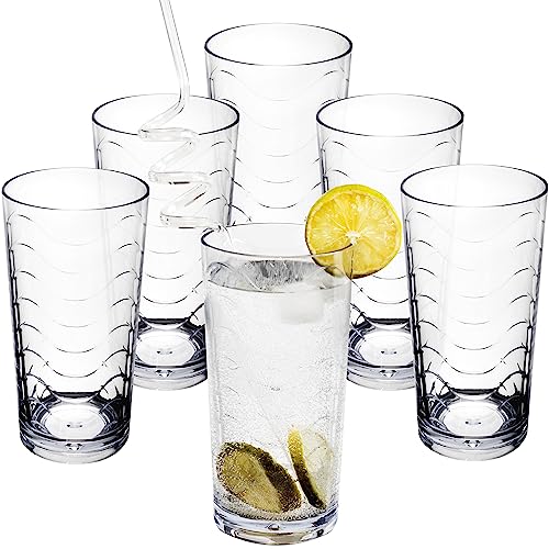 Hummelladen 6x Campingglas aus Acryl 260ml KLAR - Trinkglas Acrylglas Wasserglas Kunststoff Camping Garten Echtglasoptik Picknick Becher Kinder Senioren Longdrink Coktail von Hummelladen