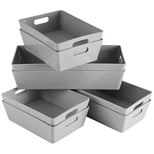 Hummelladen Schminktisch Schubladen Organizer Set - 8 Teile - Ordnungssystem - 50x38 cm - grau - 5 cm hoch - Boxen in 2 Größen - Aufbewahrungsbox Box von Hummelladen