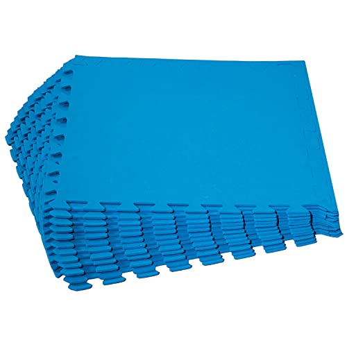Poolunterlegmatte blau 50x50x0,5 cm - 60 Stück - 14,5 m² - mit Rand Eva - ohne Struktur - Stecksystem Puzzelmatte | Fitness Sportmatte Trainingsmatte von Hummelladen