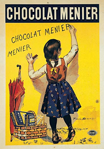 Hunnry Chocolat Menier Girl Poster Metall Blechschilder Retro Dekoration Schild Aluminium Blechwaren Vintage Wandkunstplakat Zum Cafe Bar Wohnzimmer Zuhause von Hunnry
