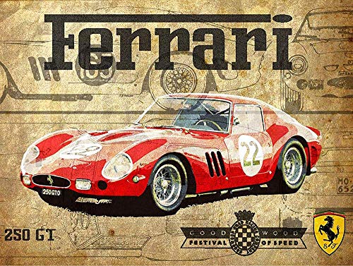 Hunnry Ferrari Car Poster Metall Blechschilder Retro Dekoration Schild Aluminium Blechwaren Vintage Wandkunstplakat Zum Cafe Bar Wohnzimmer Zuhause von Hunnry