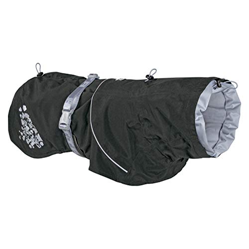 Hurtta Monsoon Hunderegenmantel, Wasserdicht Regenjacke für Hunde, Hundemantel mit Reflektoren, Schwarz 90 cm von Hurtta