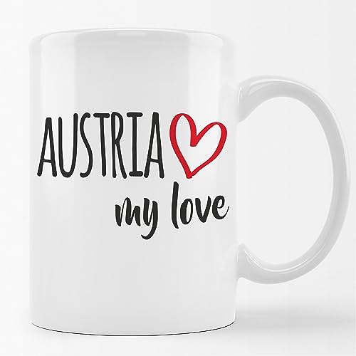 Huuraa Kaffeetasse Austria my love Keramik Tasse 330ml für alle die Österreich lieben von Huuraa