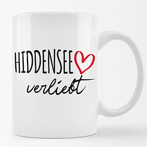 Huuraa Kaffeetasse Hiddensee verliebt Keramik Tasse 330ml mit Namen deiner Lieblingsinsel von Huuraa