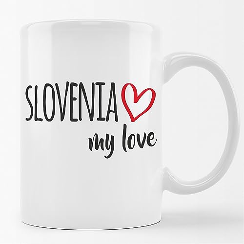 Huuraa Kaffeetasse Slovenia my love Keramik Tasse 330ml für alle die Slowenien lieben von Huuraa